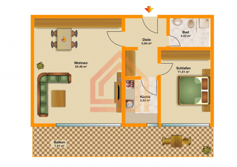Bezugsfreie, ideal geschnittene 2-Zimmer-Wohnung in zentraler Lage, 50676 Köln, Etagenwohnung